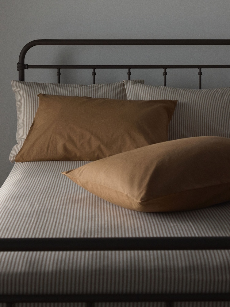 The Set Set of 2 Caramel/Stripe Pillowcase and Fitted Sheet - Image 2 of 6 The Set Set of 2 Caramel/Stripe Pillowcase and Fitted Sheet - Image 2 of 6