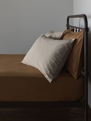 The Set Set of 2 Caramel/Stripe Pillowcase and Fitted Sheet - Image 4 of 6