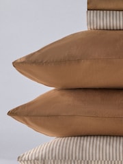 The Set Set of 2 Caramel/Stripe Pillowcase and Fitted Sheet - Image 6 of 6