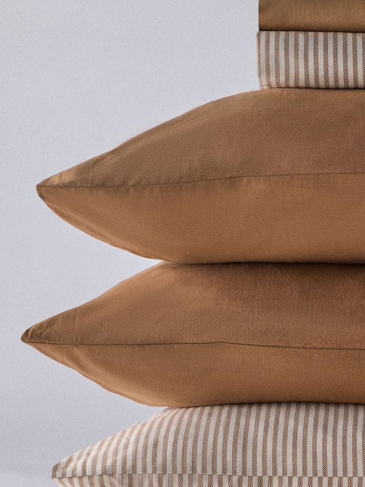 The Set Set of 2 Caramel/Stripe Pillowcase and Fitted Sheet - Image 6 of 6 The Set Set of 2 Caramel/Stripe Pillowcase and Fitted Sheet - Image 6 of 6