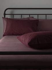 The Set 2 Pack Burgundy/Mauve Washed Cotton Fitted Sheet and Pillowcase Set - Image 2 of 6