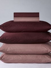 The Set 2 Pack Burgundy/Mauve Washed Cotton Fitted Sheet and Pillowcase Set - Image 5 of 6