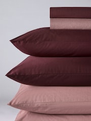 The Set 2 Pack Burgundy/Mauve Washed Cotton Fitted Sheet and Pillowcase Set - Image 6 of 6