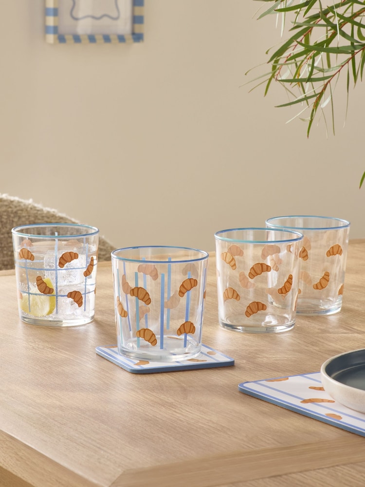 Set of 4 Claude the Croissant Club Tumbler Glasses - Imaginea 1 din 3 Set of 4 Claude the Croissant Club Tumbler Glasses - Imaginea 1 din 3