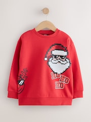 Red Sequin Santa Christmas Crew Neck Sweater (3-16yrs) - Image 1 of 5