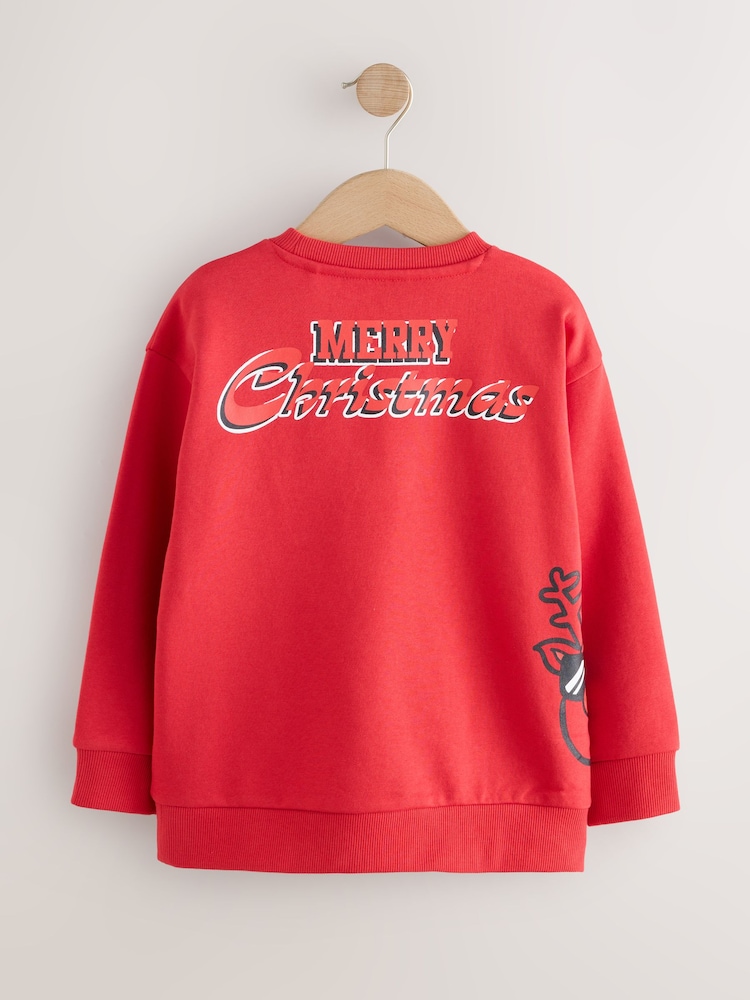 Red Sequin Santa Christmas Crew Neck Sweater (3-16yrs) - Image 2 of 5 Red Sequin Santa Christmas Crew Neck Sweater (3-16yrs) - Image 2 of 5
