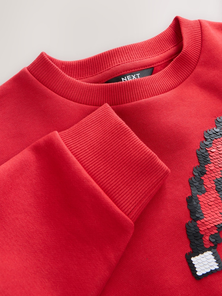 Red Sequin Santa Christmas Crew Neck Sweater (3-16yrs) - Image 5 of 5 Red Sequin Santa Christmas Crew Neck Sweater (3-16yrs) - Image 5 of 5