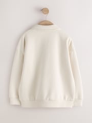 Ecru Oversized Collar Popper Neck Sweatshirt (3-16yrs) - Image 2 of 4