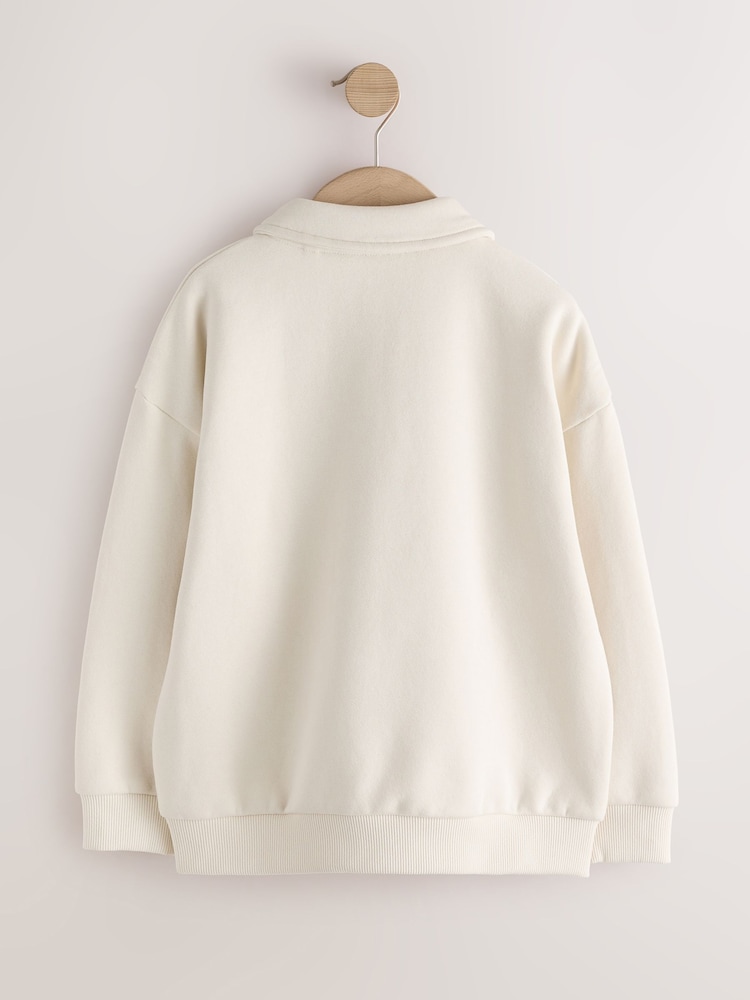 Ecru Oversized Collar Popper Neck Sweatshirt (3-16yrs) - Image 2 of 4