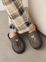 Brown Badger Embroidered Slippers - Image 2 of 7