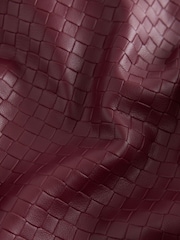 Burgundy Red Basket Weave Faux Leather Barrel Leg Trousers - Image 2 of 3