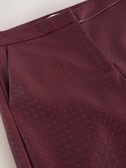 Burgundy Red Basket Weave Faux Leather Barrel Leg Trousers - Image 3 of 3