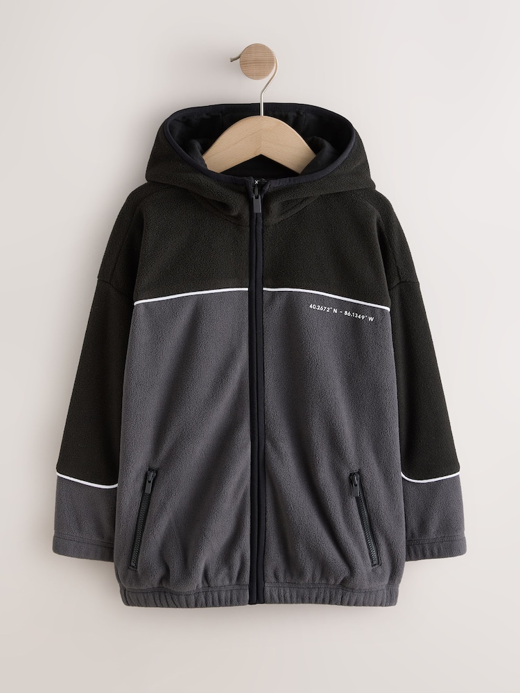 Black Zip Through Hooded Fleece (3-16yrs) - Image 1 of 5