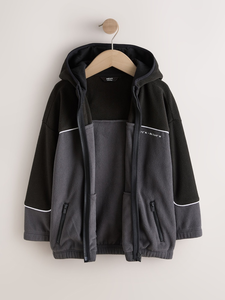 Black Zip Through Hooded Fleece (3-16yrs) - Image 2 of 5