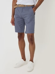 Threadbare Denim Blue Belted Chino Shorts - Image 1 of 4