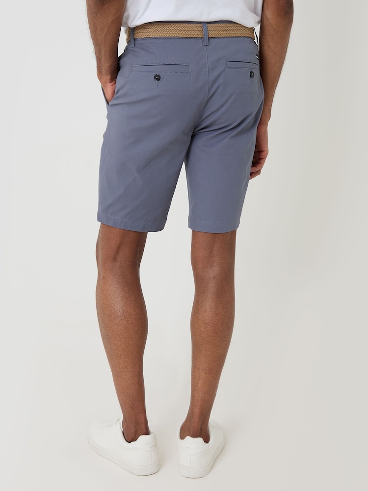 Threadbare Denim Blue Belted Chino Shorts - Image 2 of 4