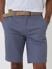 Threadbare Denim Blue Belted Chino Shorts - Image 4 of 4