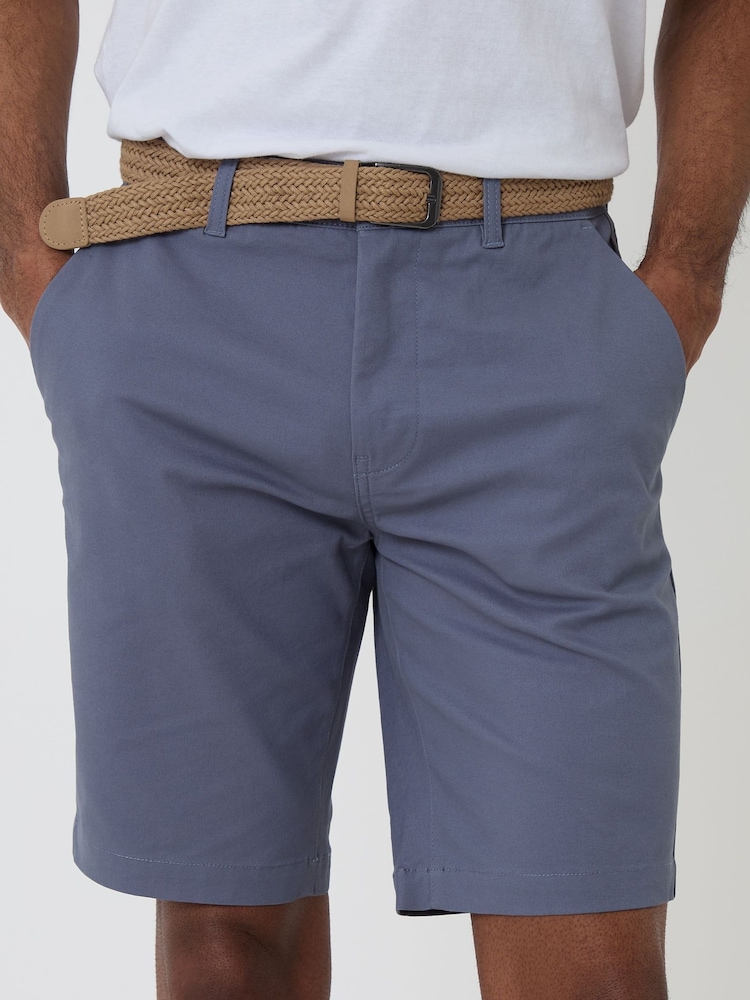 Threadbare Denim Blue Belted Chino Shorts - Image 4 of 4