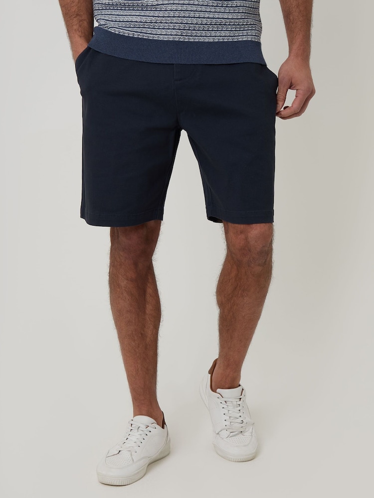 Threadbare Blue Regular Fit Stretch 3 Pocket Chino Shorts - Image 1 of 4 Threadbare Blue Regular Fit Stretch 3 Pocket Chino Shorts - Image 1 of 4