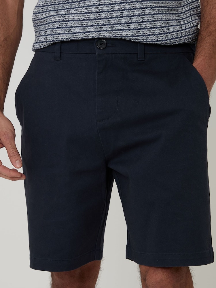 Threadbare Blue Regular Fit Stretch 3 Pocket Chino Shorts - Image 4 of 4 Threadbare Blue Regular Fit Stretch 3 Pocket Chino Shorts - Image 4 of 4