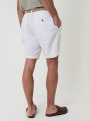 Threadbare White Linen Blend Shorts with Belt - Image 3 of 4