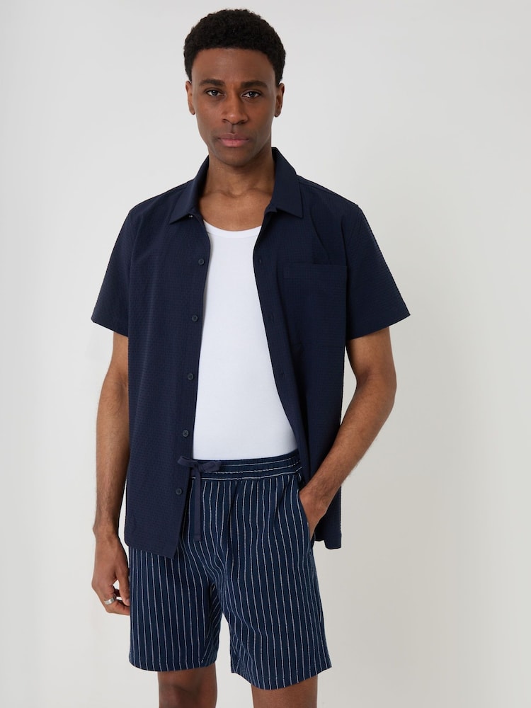 Threadbare Blue Shorter Length Stripe Cotton Shorts - Image 4 of 4