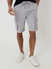 Grau - Threadbare Elasticated Waist Stretch Cargo Shorts - Bild 1 von 5