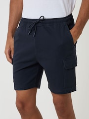 Threadbare Blue Shorter Length Elasticated Waist Stretch Cargo Shorts - Image 1 of 3