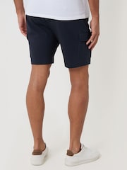 Threadbare Blue Shorter Length Elasticated Waist Stretch Cargo Shorts - Image 3 of 3