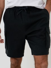 Threadbare Black Linen Blend Cargo Shorts - Image 3 of 4