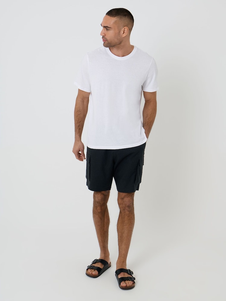 Threadbare Black Linen Blend Cargo Shorts - Image 4 of 4