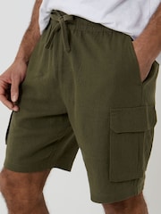 Threadbare Green Linen Blend Cargo Shorts - Image 3 of 4