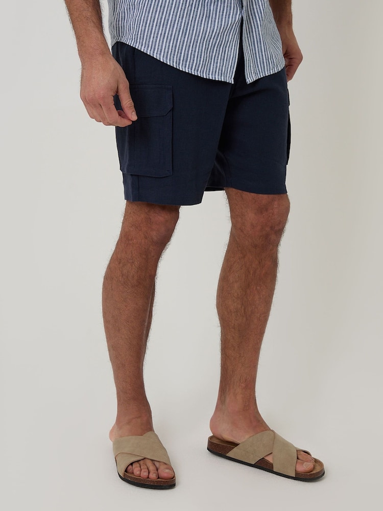 modra - Threadbare perilo; platnen Blend kargo kratke hlače (z žepi na hlačnicah) - Slika 1 iz 4