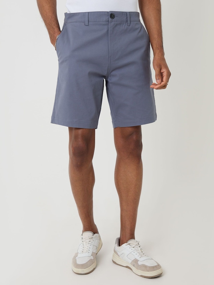 Threadbare Denim Blue Stretch Chino Shorts - Image 2 of 4