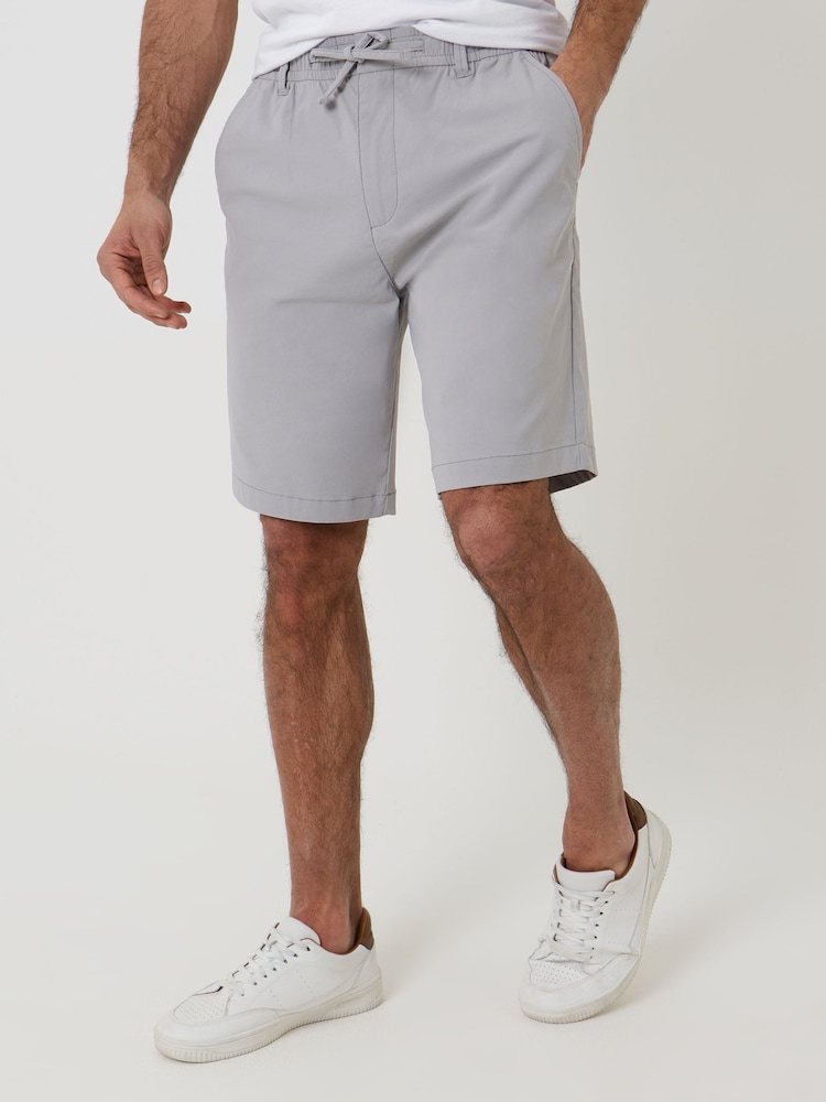 Threadbare Grey Elasticated Waist Stretch Chino Shorts - Image 1 of 4 Threadbare Grey Elasticated Waist Stretch Chino Shorts - Image 1 of 4