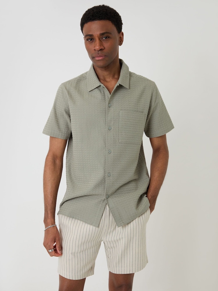 Threadbare Natural Shorter Length Stripe Cotton Shorts - Image 1 of 4