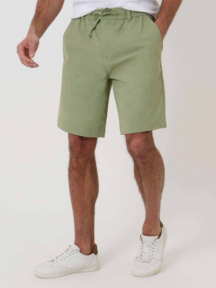 Threadbare Green Elasticated Waist Stretch Chino Shorts - Image 2 of 4 Threadbare Green Elasticated Waist Stretch Chino Shorts - Image 2 of 4