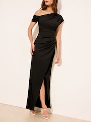 Lipsy Black Off The Shoulder Gathered Waist Maxi Dress - Image 3 of 4