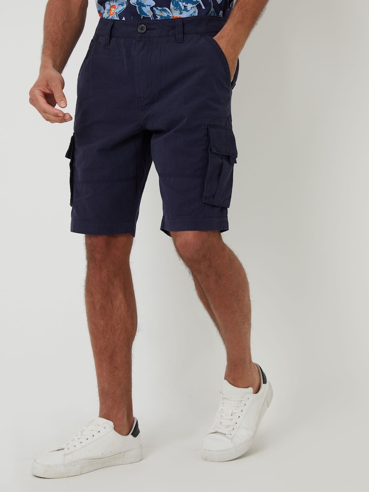 Threadbare Blue Cargo Shorts - Image 1 of 4 Threadbare Blue Cargo Shorts - Image 1 of 4