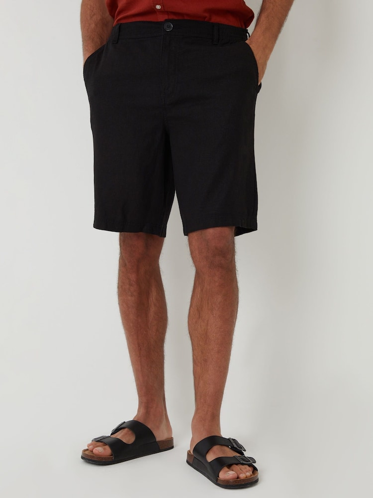 Threadbare Black Linen Blend Shorts - Image 1 of 4