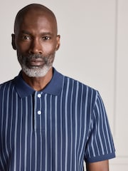 Blue N. Premium Vertical Stripe Supima Regular Fit Polo Shirt - Image 1 of 8