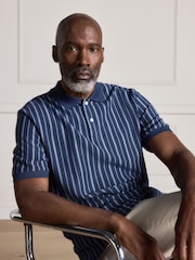 Blue N. Premium Vertical Stripe Supima Regular Fit Polo Shirt - Image 3 of 8