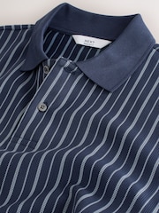 Blue N. Premium Vertical Stripe Supima Regular Fit Polo Shirt - Image 7 of 8