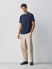 Navy Short Sleeve Tipped Polo Shirt - Image 2 of 8