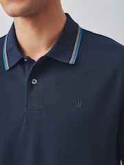 Navy Short Sleeve Tipped Polo Shirt - Image 5 of 8
