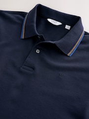 Navy Short Sleeve Tipped Polo Shirt - Image 7 of 8