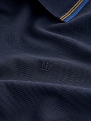 Navy Short Sleeve Tipped Polo Shirt - Image 8 of 8