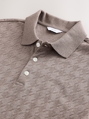 Hellbraun - Reguläre Passform - Elegantes Jacquard-Polo-Shirt - Bild 6 von 7