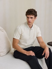 Ekru - Ağıllı Jaquard Polo Shirts - 7şəkildən 3 şəkil