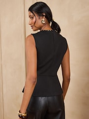 Love & Roses Black Stud Trim Detail Sleeveless Top - Image 5 of 5